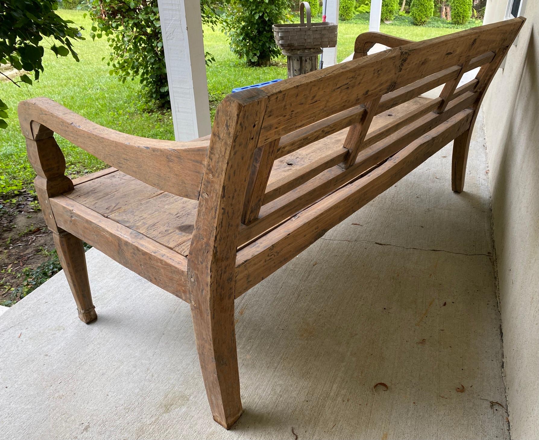 Indonesian Antique Colonial Teak Wood Daybed Bench