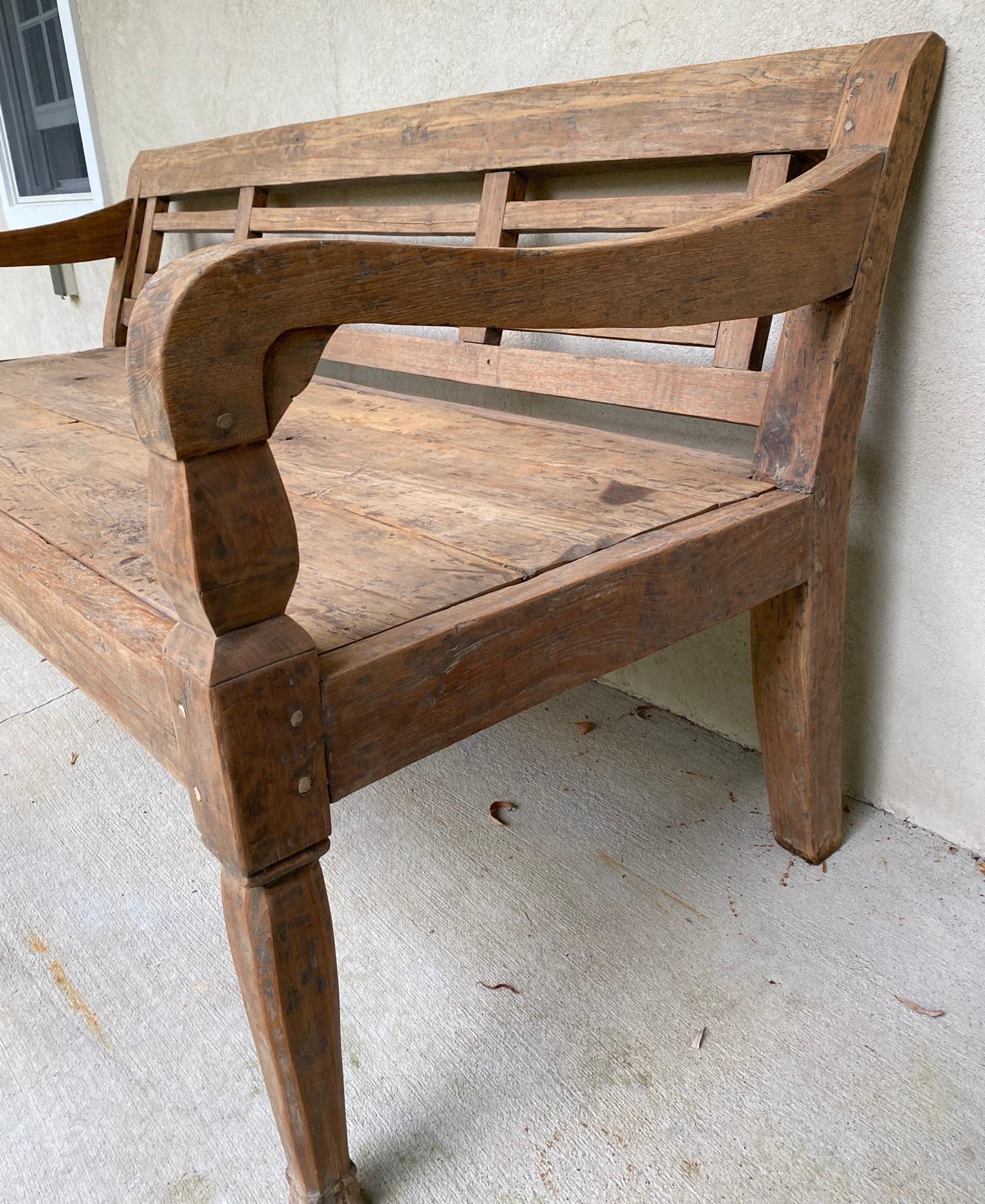 Hand-Crafted Antique Colonial Teak Wood Daybed Bench