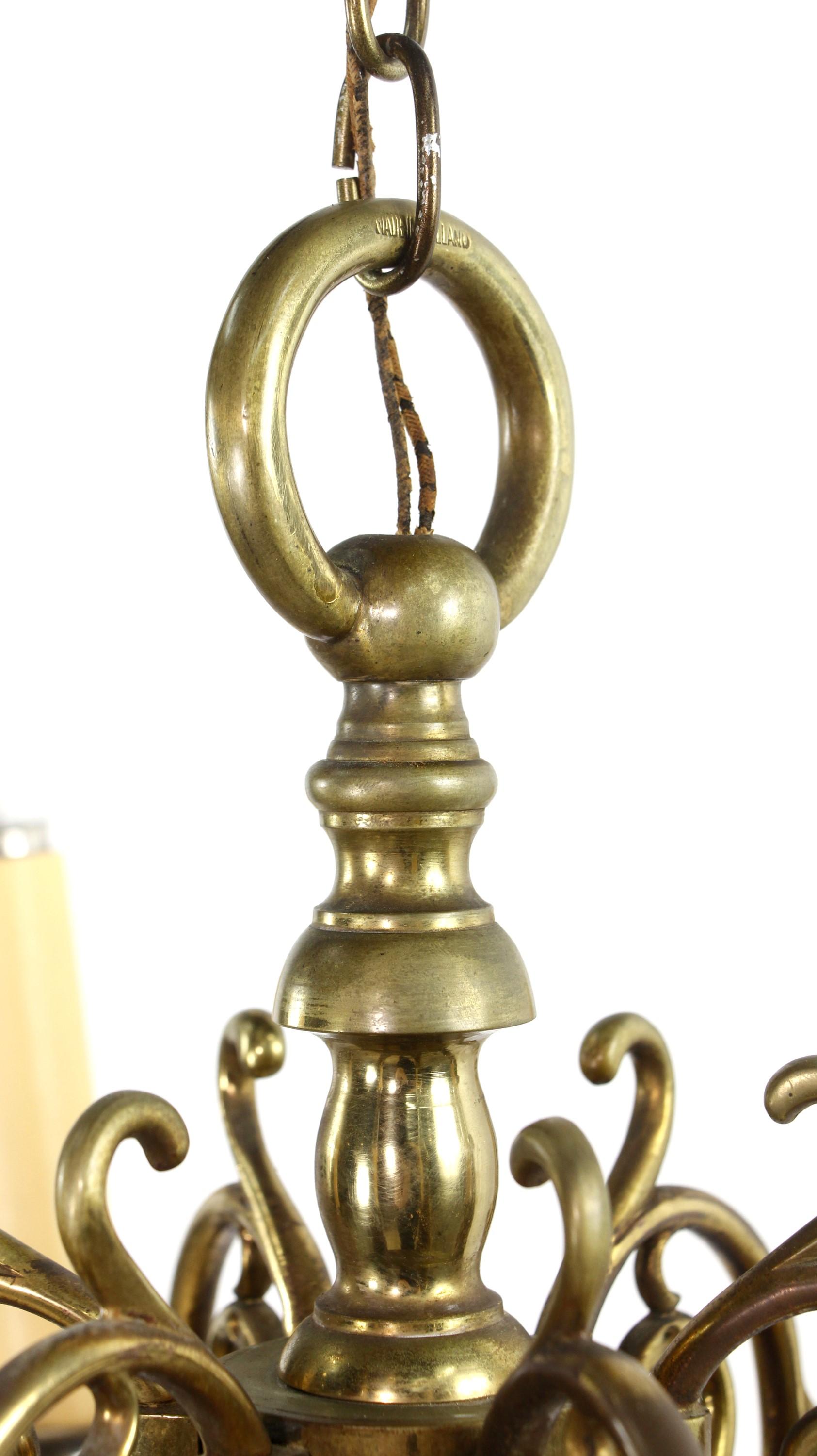 Antique Colonial Williamsburg 6 Arm Brass Chandelier 1