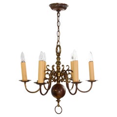 Antique Colonial Williamsburg 6 Arm Brass Chandelier