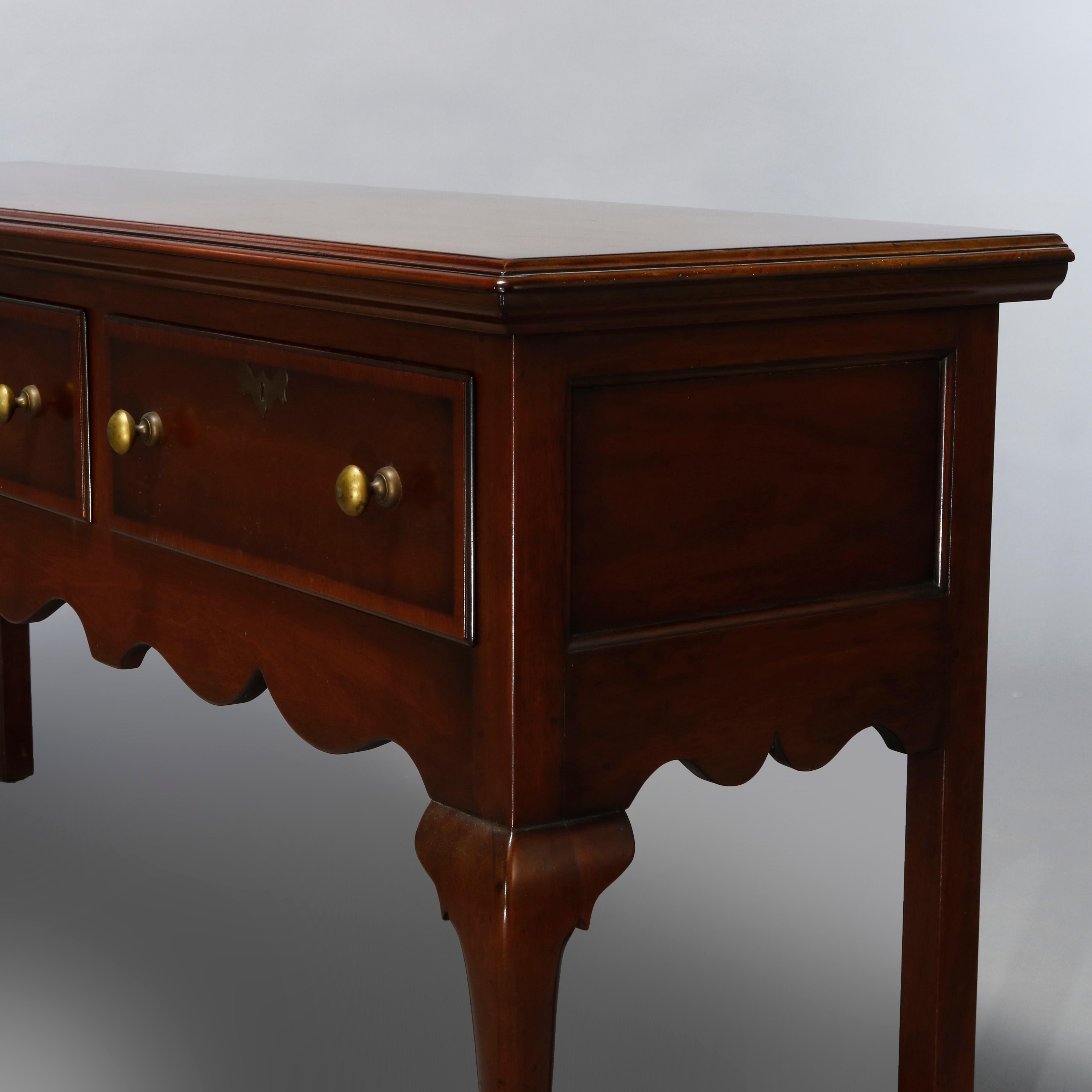 Carved Antique Colonial Williamsburg Kittinger Queen Anne Banded Mahogany Server, 20thC