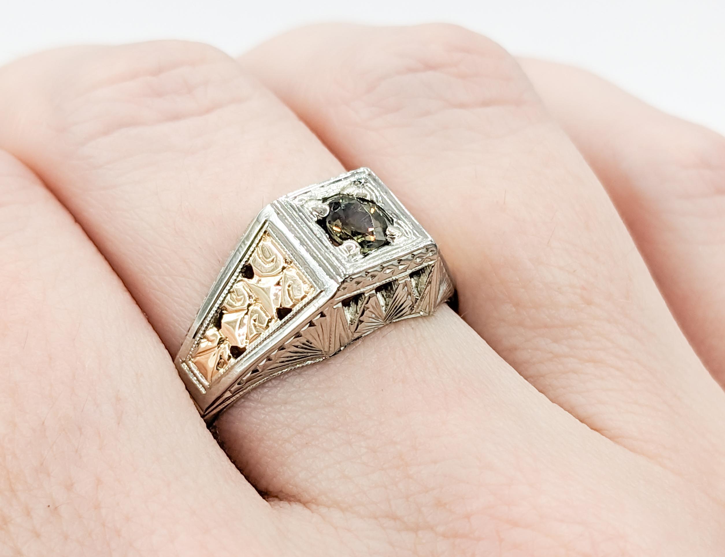 Antique Color Change .38ct Alexandrite Ring 18Kt Two-Tone Gold 3