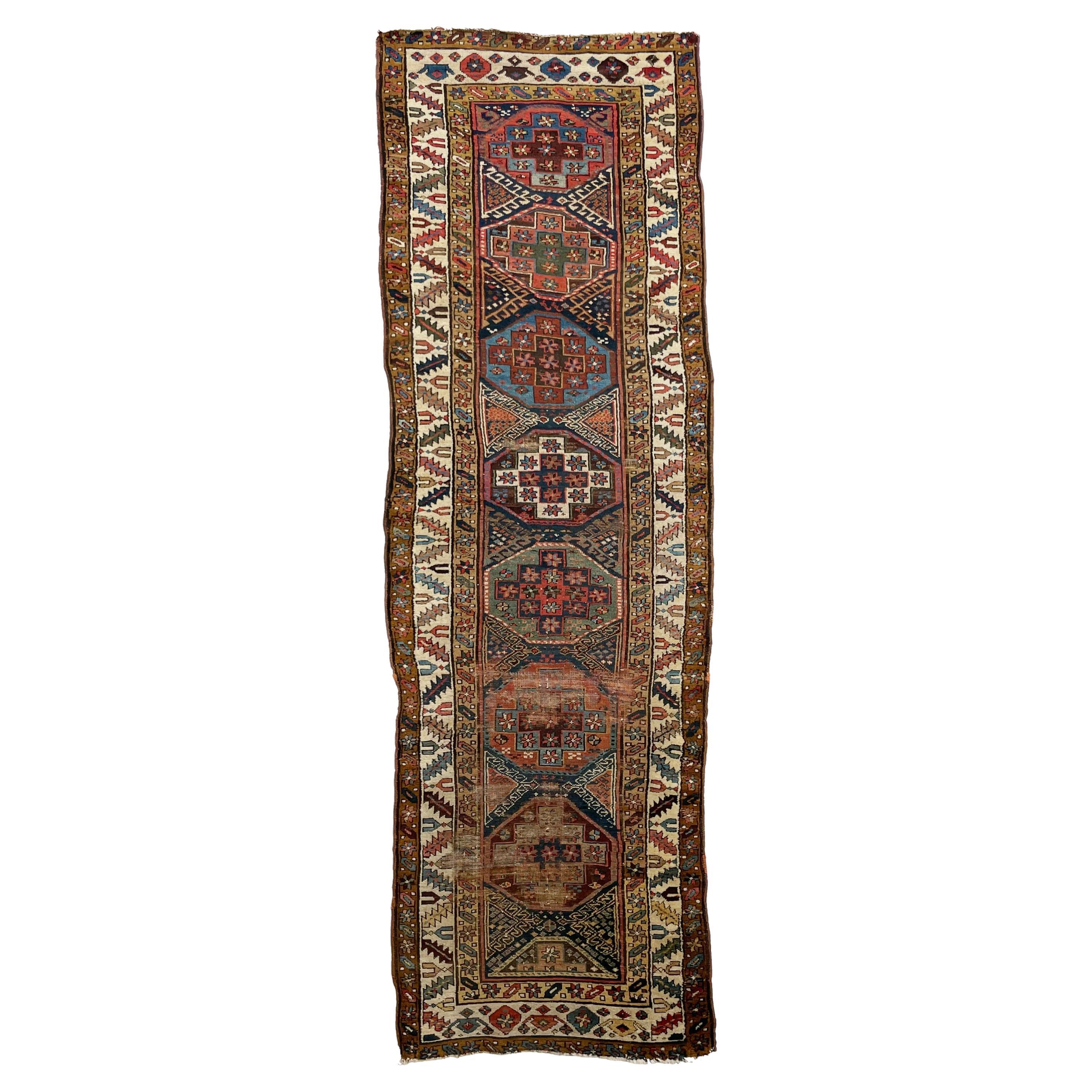 Antique Color Masterclass Tribal Runner Rug, circa 1920-30's For Sale