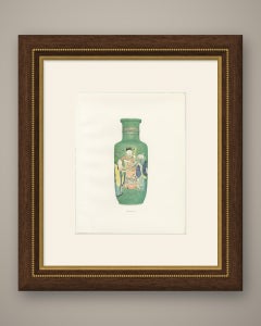 Antique Color Plate of a Cylindrical Vase with the Three Star Gods, 1911