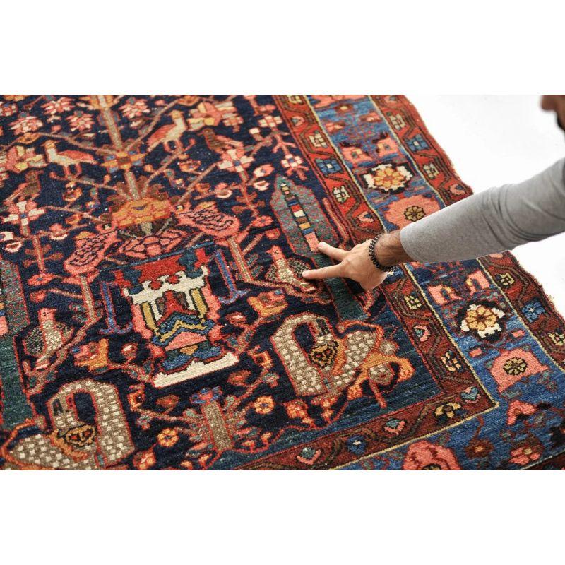 Antique Colorful and Story-Filled Tree of Life Rug with Hunting Scene For Sale 4