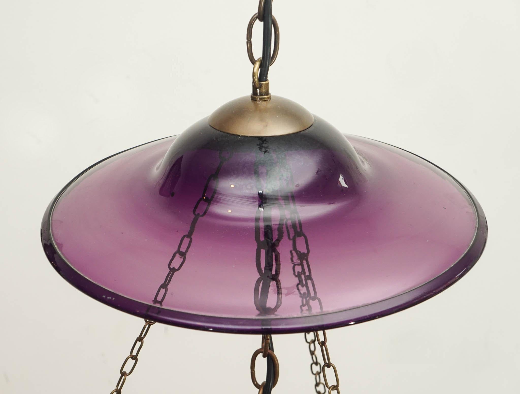XIX secolo Lanterne a campana antiche e colorate in viola in vendita