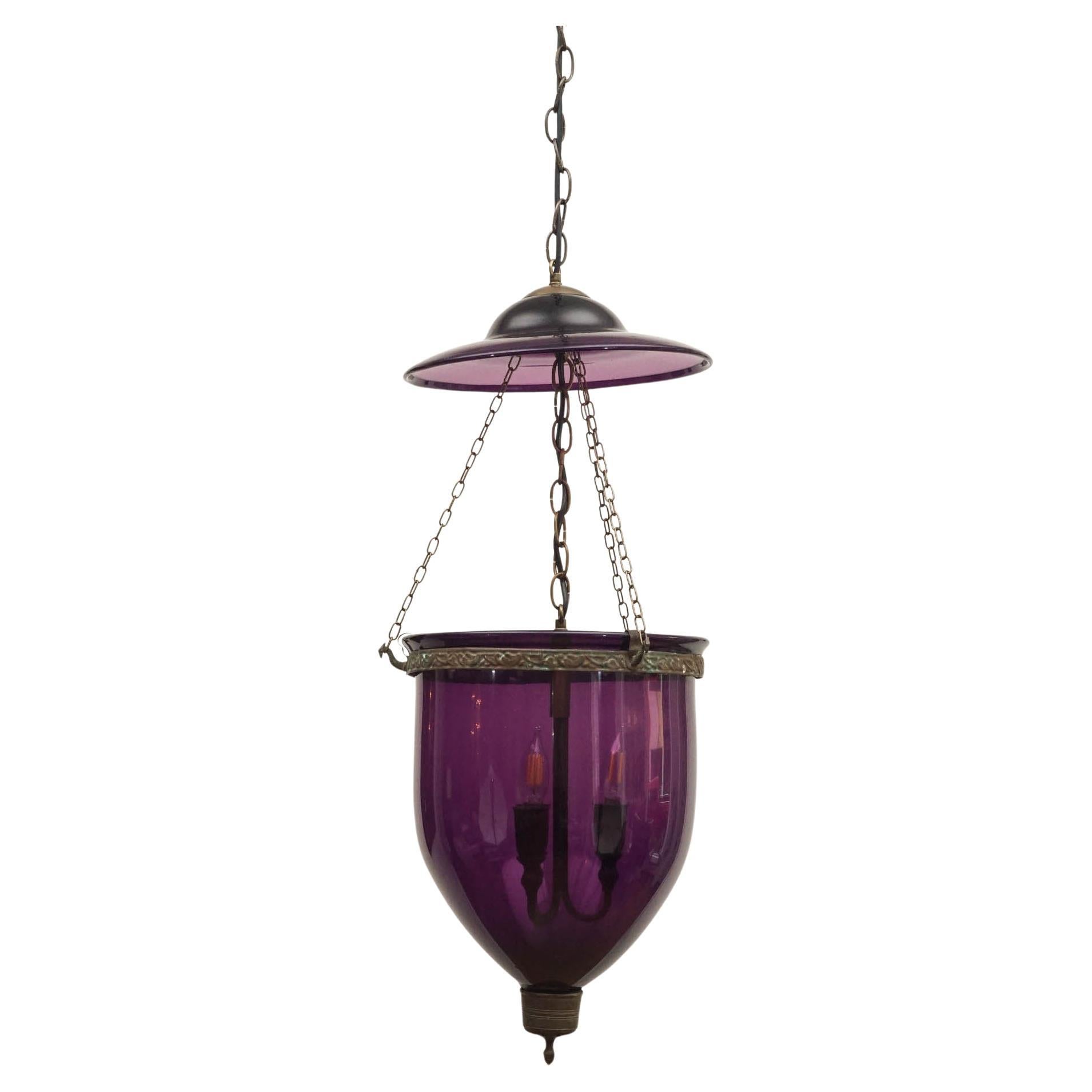 Antique Colorful Bell Jar Lanterns in Purple