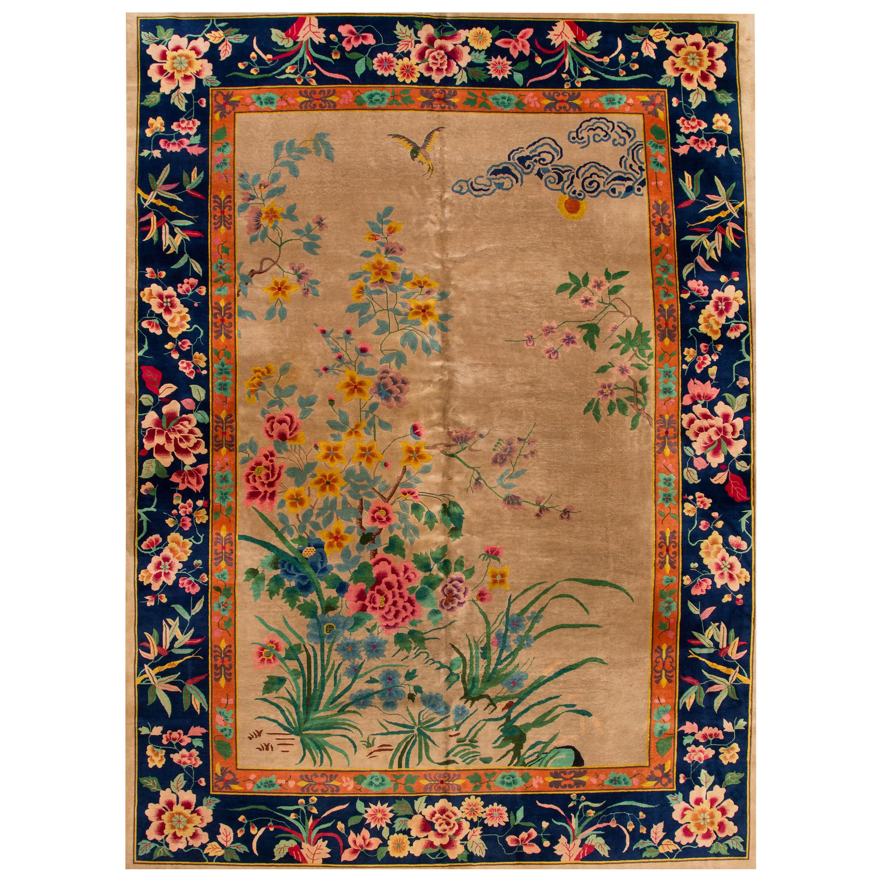 Antique Colorful Chinese Nichols Wool Rug For Sale