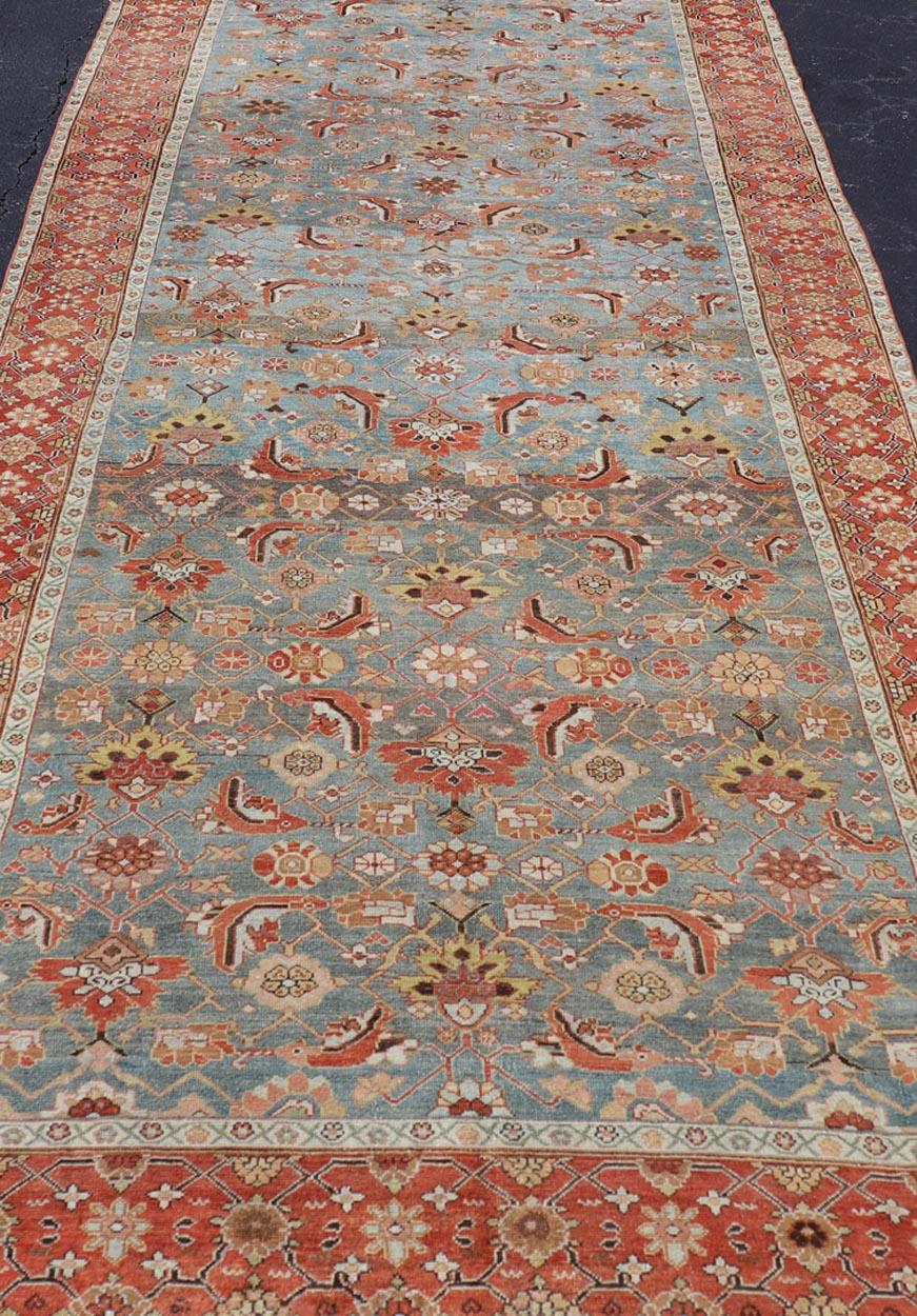 Antique Fine Persian Malayer Gallery Runner with All-Over Design in Blue, rust/red, and multi colors. Keivan Woven Arts / rug EN-15195, country of origin / type: Persian / Malayer, circa 1900.

Measures: 6'5 x 15'
 
This beautiful antique Persian