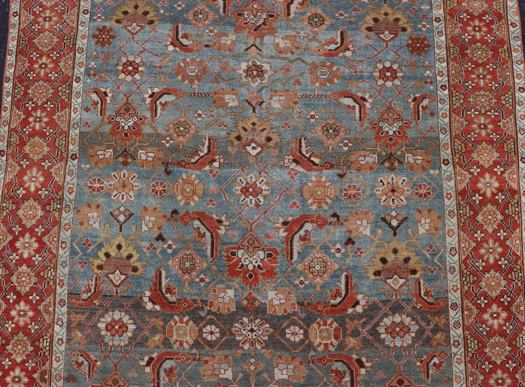 Hand-Knotted Antique Colorful Fine Persian Kurdish Gallery Rug by Keivan Woven Arts For Sale