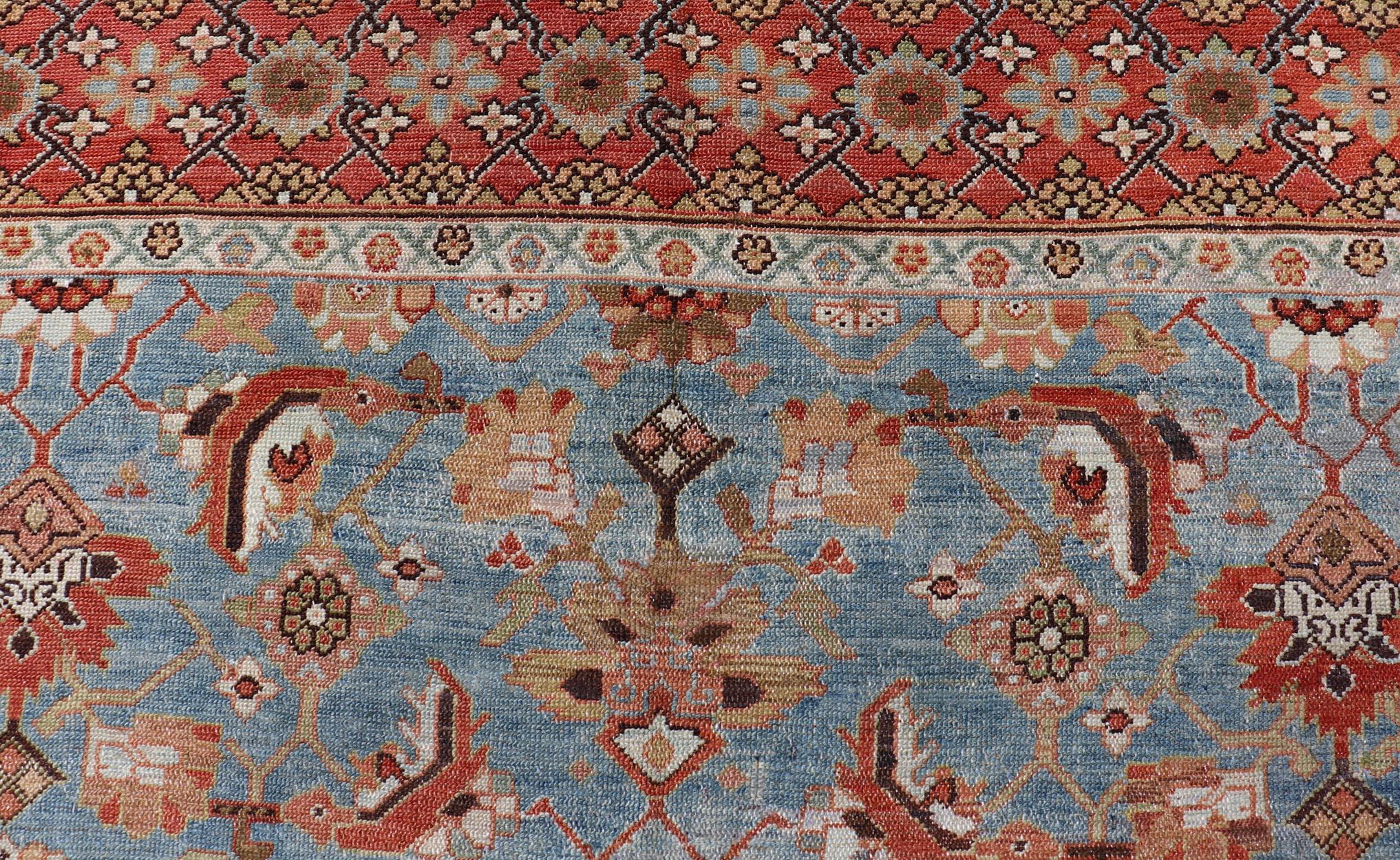 20th Century Antique Colorful Fine Persian Kurdish Gallery Rug by Keivan Woven Arts For Sale