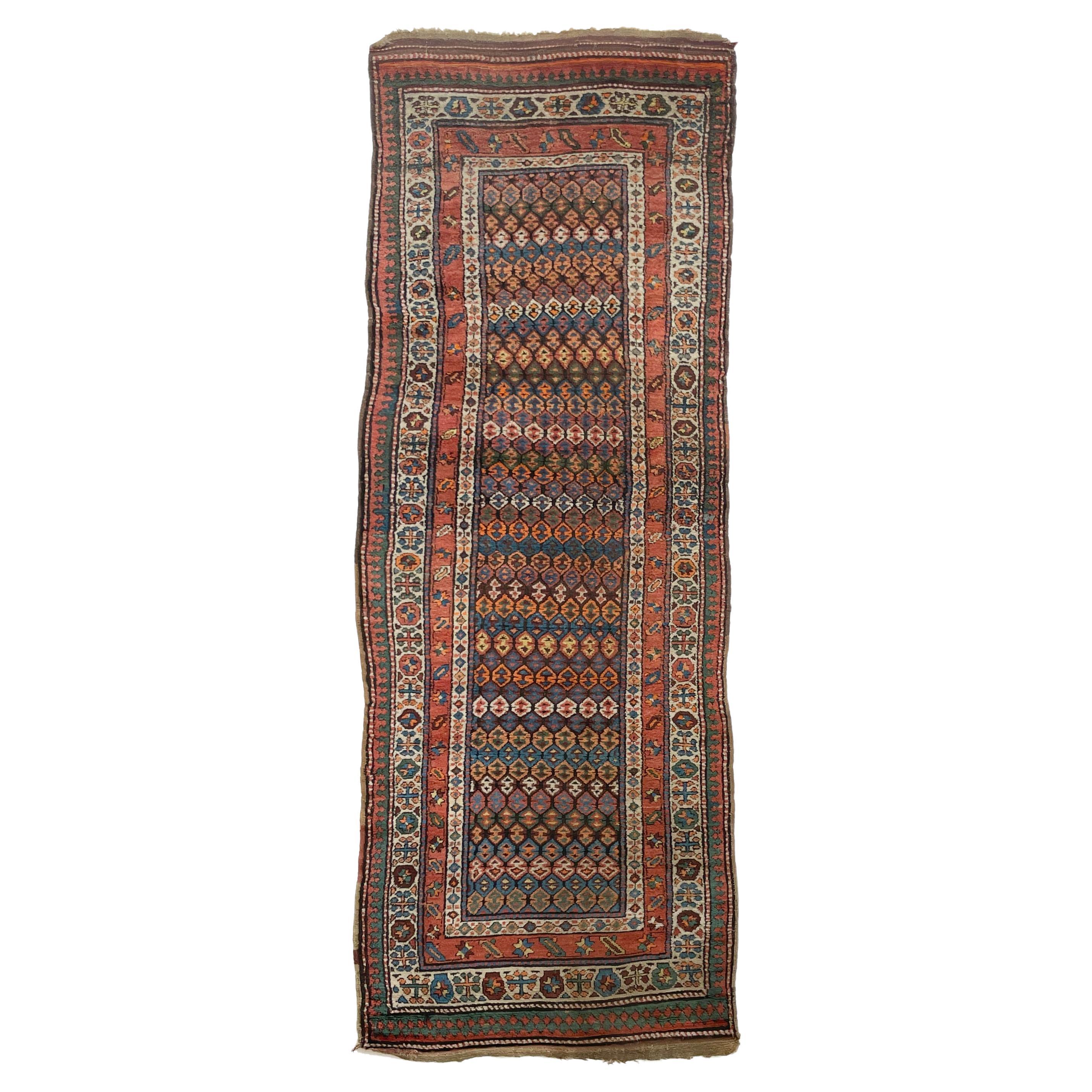 Ancien tapis kurde coloré, circa 1930-40's
