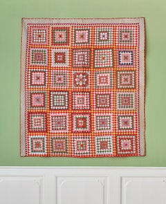 Antique Colorful Patchwork “Trip Around the World" Quilt, USA, Late 19th Century