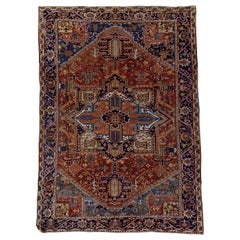 Antique Colorful Persian Heriz Carpet, Rich Colors