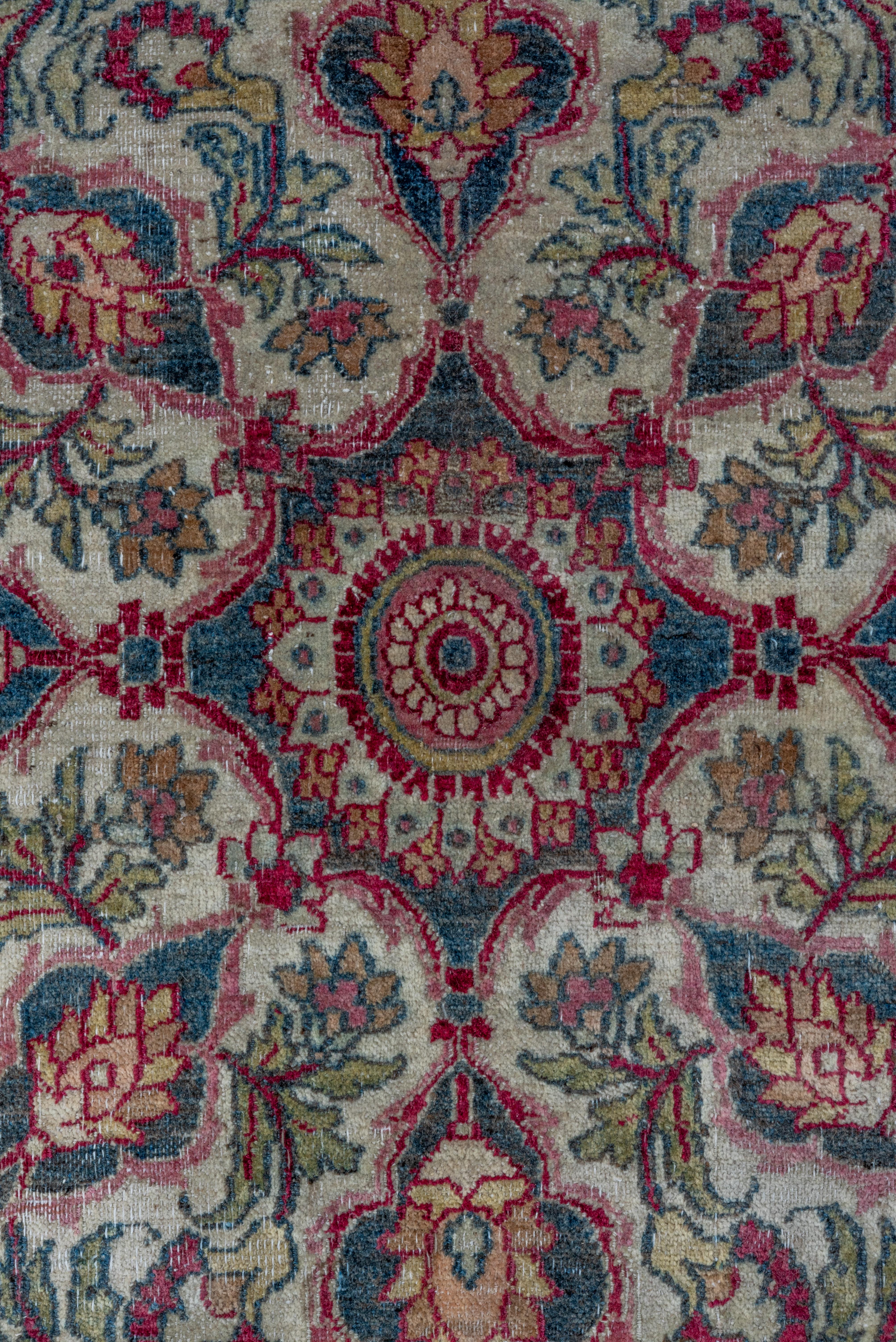 Antique Colorful Persian Khorassan Rug, Red Pink Green and Ivory Tones In Good Condition For Sale In New York, NY