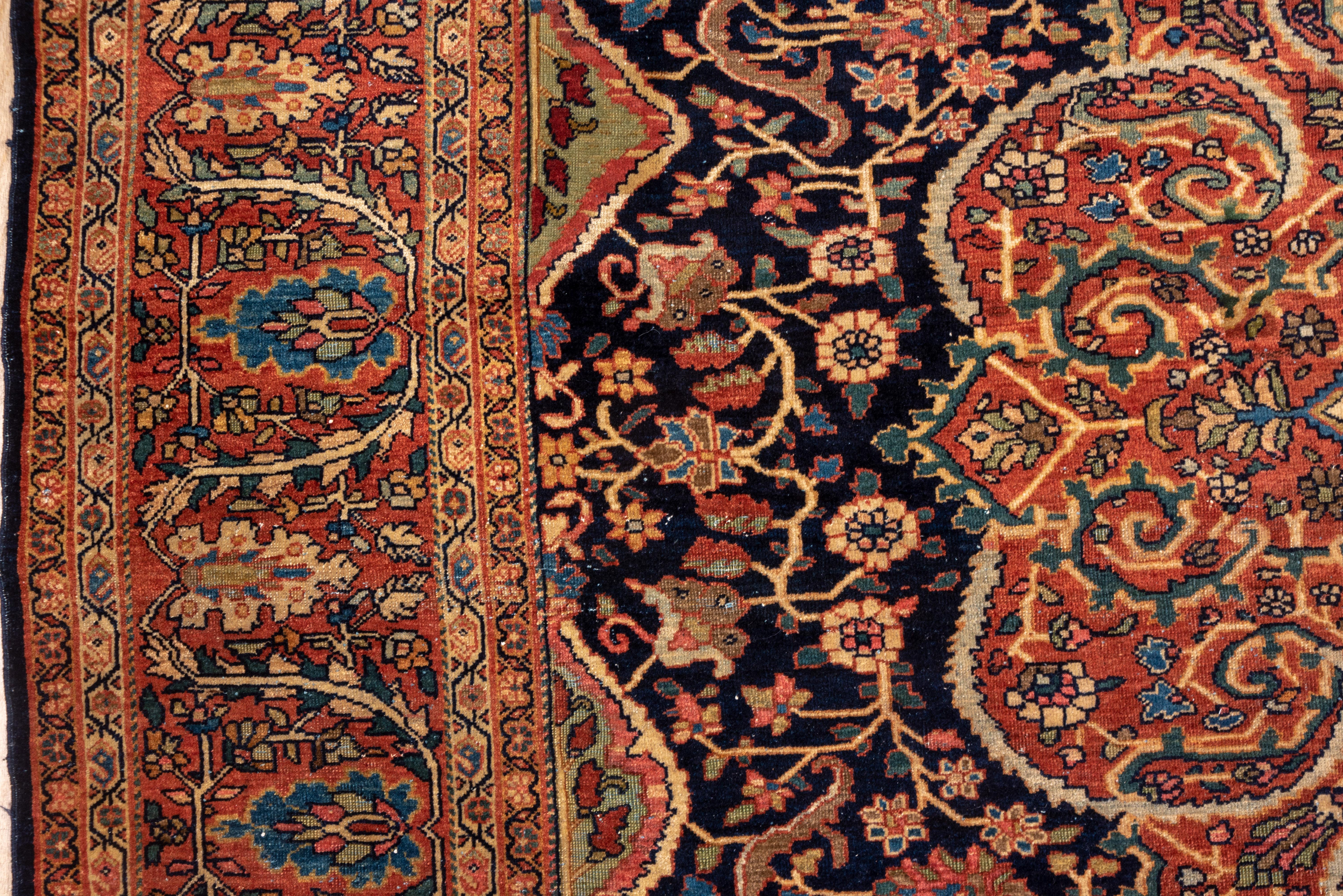 Wool Antique Colorful Persian Sarouk Farahan Carpet, Colorful Palette