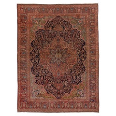Antique Colorful Persian Sarouk Farahan Carpet, Colorful Palette