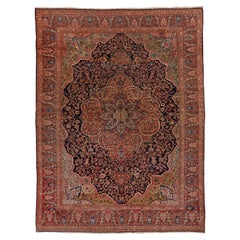 Antique Colorful Persian Sarouk Farahan Carpet, Colorful Palette