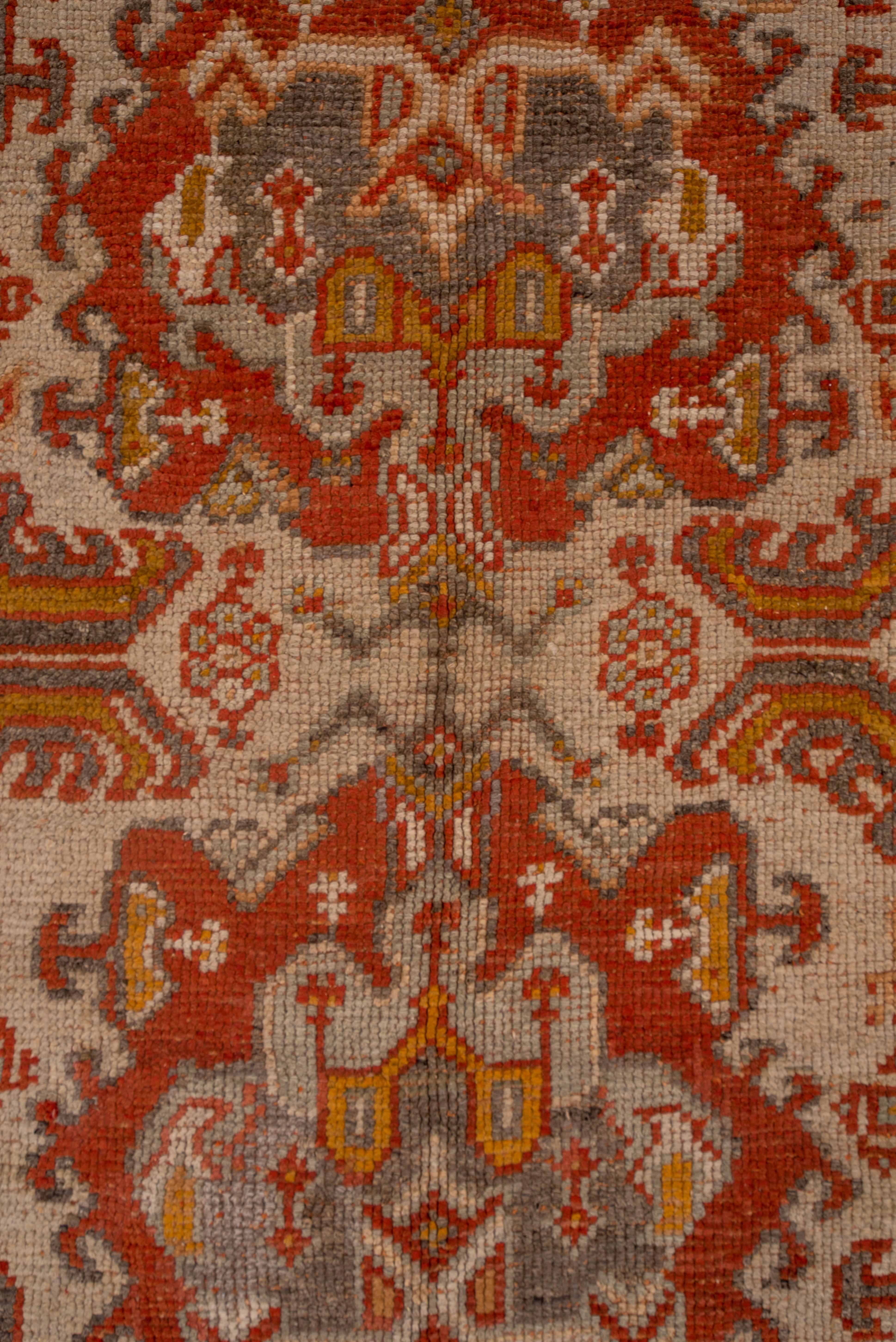 Early 20th Century Antique Colorful Turkish Oushak Carpet, Allover Field, Colorful Palette For Sale