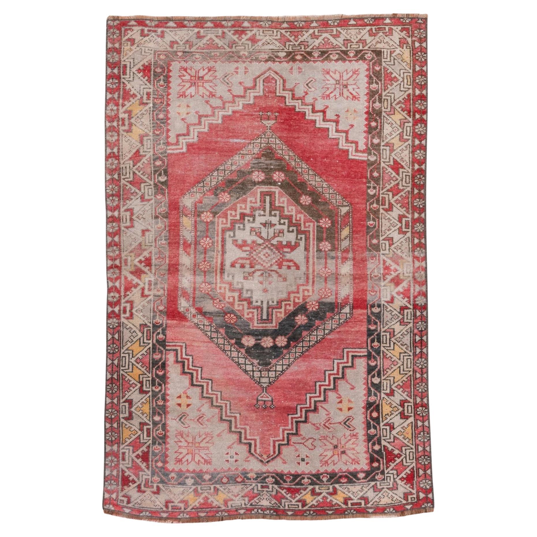 Antique Colorful Turkish Oushak Rug with Teal Color For Sale at 1stDibs