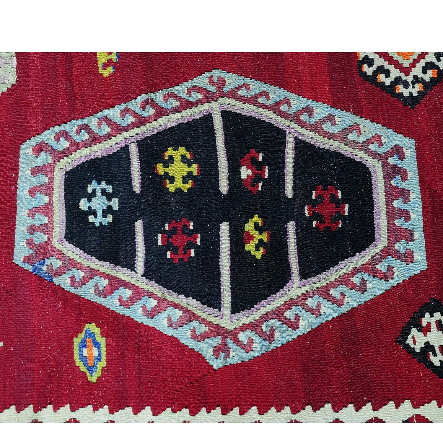Antique Colorful Turkish Sarkisla Kilim Rug ca. 1930 For Sale 2