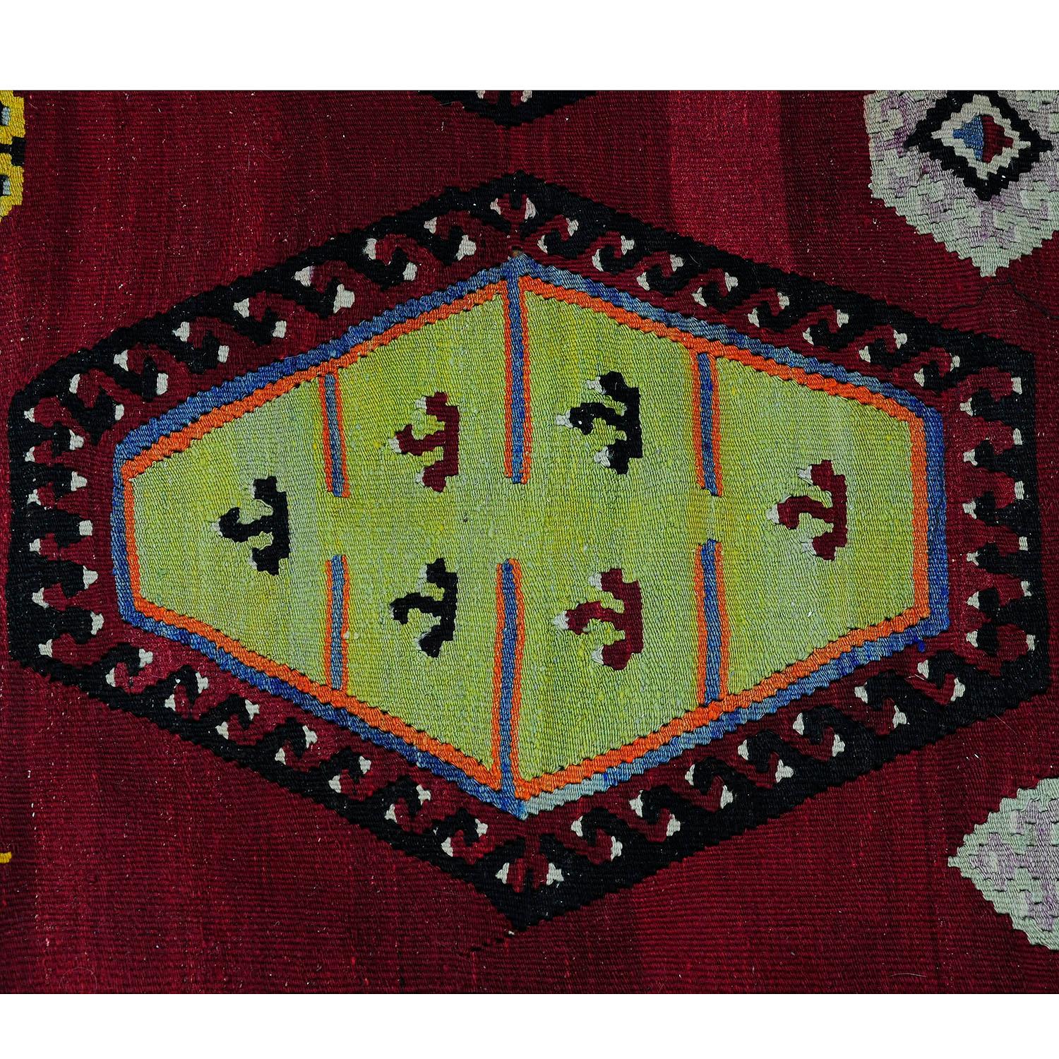 Antique Colorful Turkish Sarkisla Kilim Rug ca. 1930 For Sale 3
