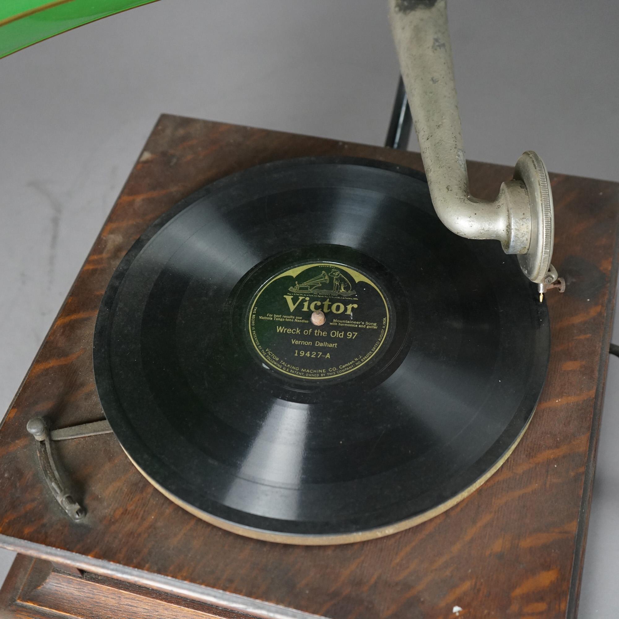 antique victrola with horn
