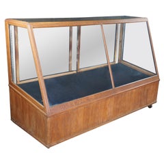 Antique Columbus Showcase Company Oak Slant Front General Store Display Case 76"