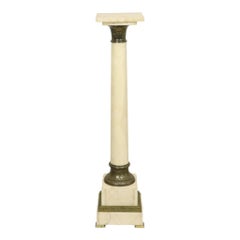 Antique Column Pedestal Onyx Marble and Bronze 19th Century 115cm