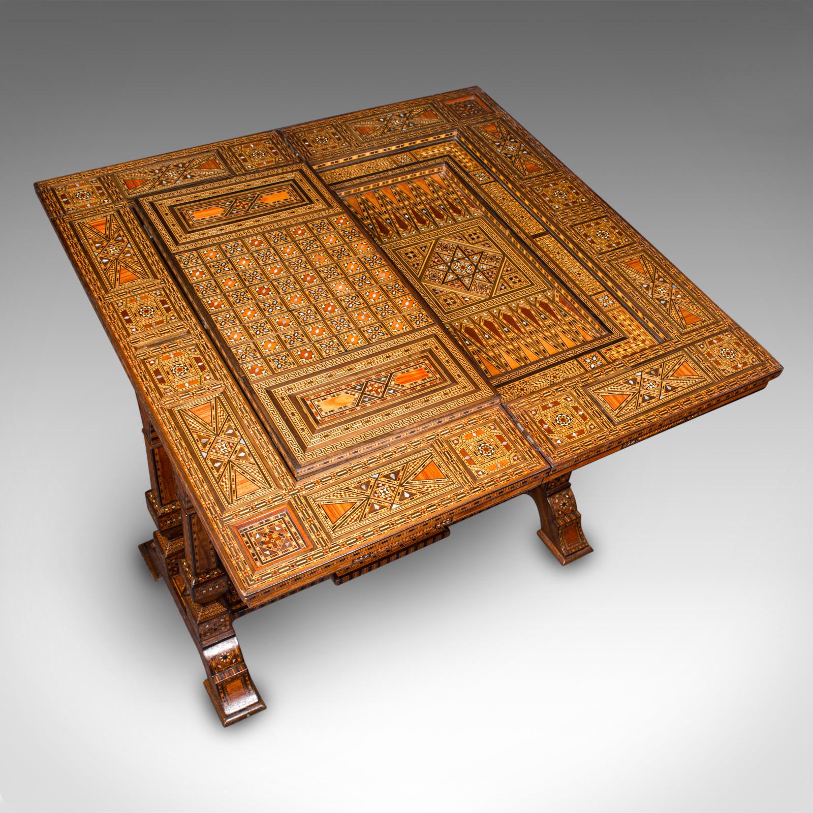 Antique Combination Games Table, Middle Eastern, Chess, Backgammon, Victorian 3