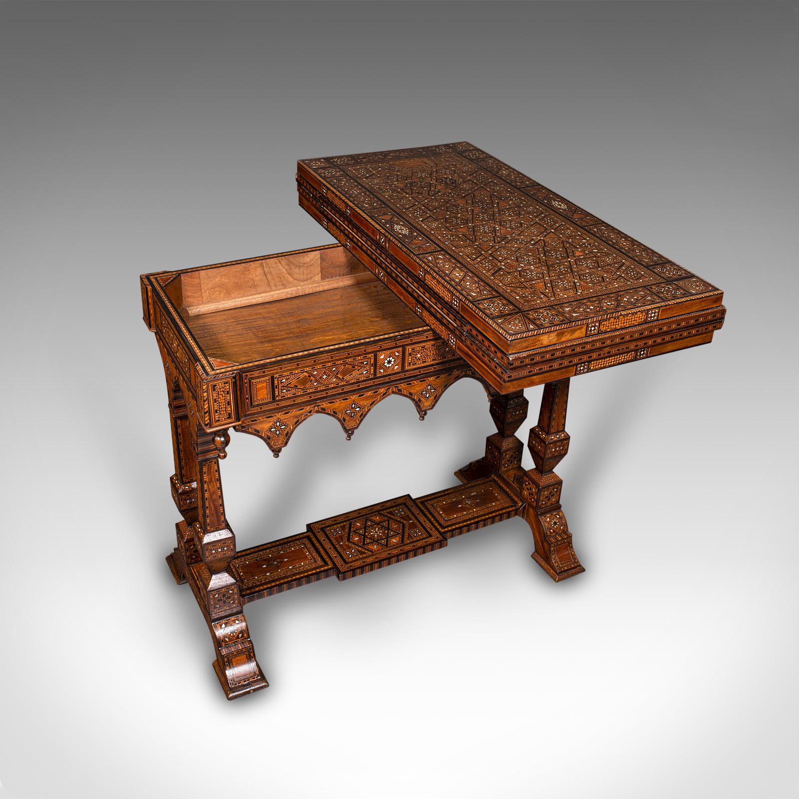 Asian Antique Combination Games Table, Middle Eastern, Chess, Backgammon, Victorian