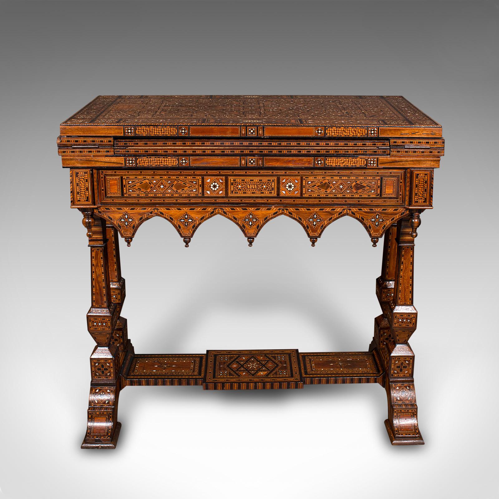 Antique Combination Games Table, Middle Eastern, Chess, Backgammon, Victorian In Good Condition In Hele, Devon, GB