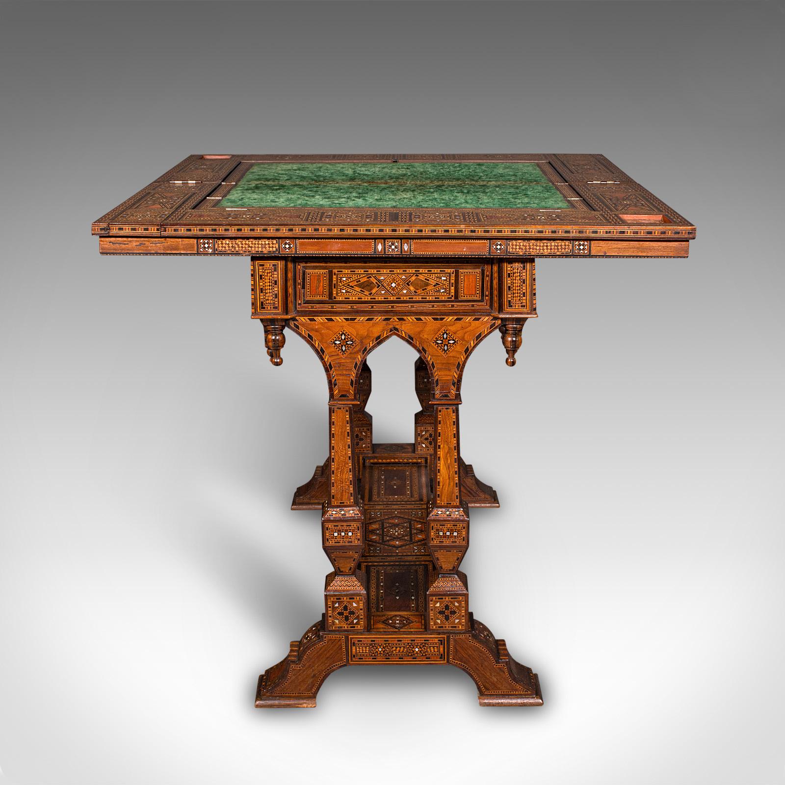 Olive Antique Combination Games Table, Middle Eastern, Chess, Backgammon, Victorian