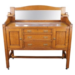Antique Come-Packt Quartersawn Oak Mission Buffet Sideboard Server w Mirror