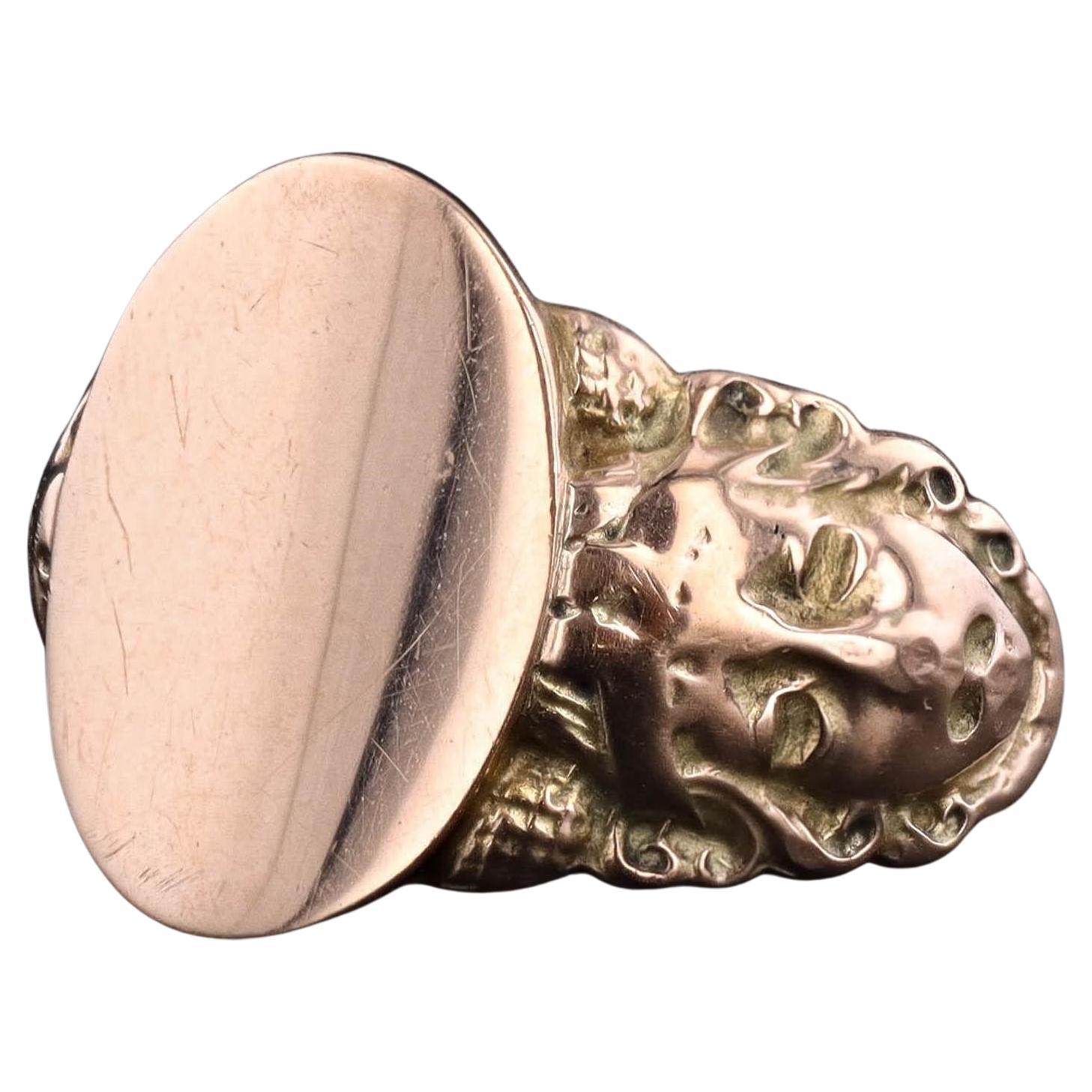 Antique Comedy and Tragedy Signet Ring of 9ct Gold