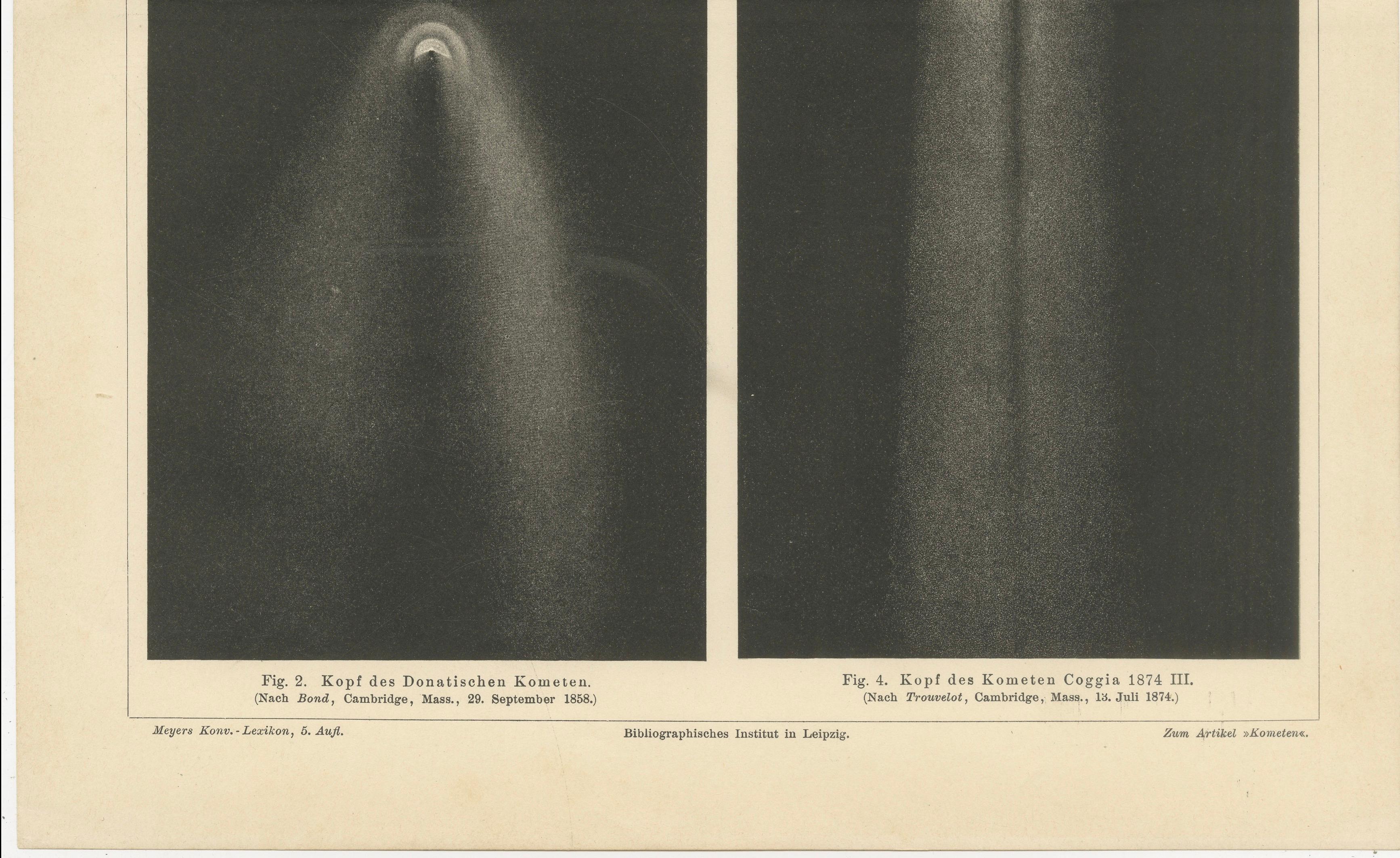 Antique Comet Study “Kometen”, Meyers Scientific Cosmos Leipzig c.1900