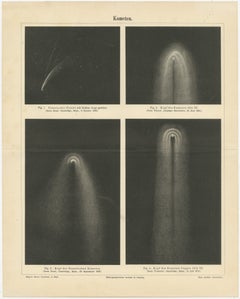 Antique Comet Study “Kometen”, Meyers Scientific Cosmos Leipzig c.1900