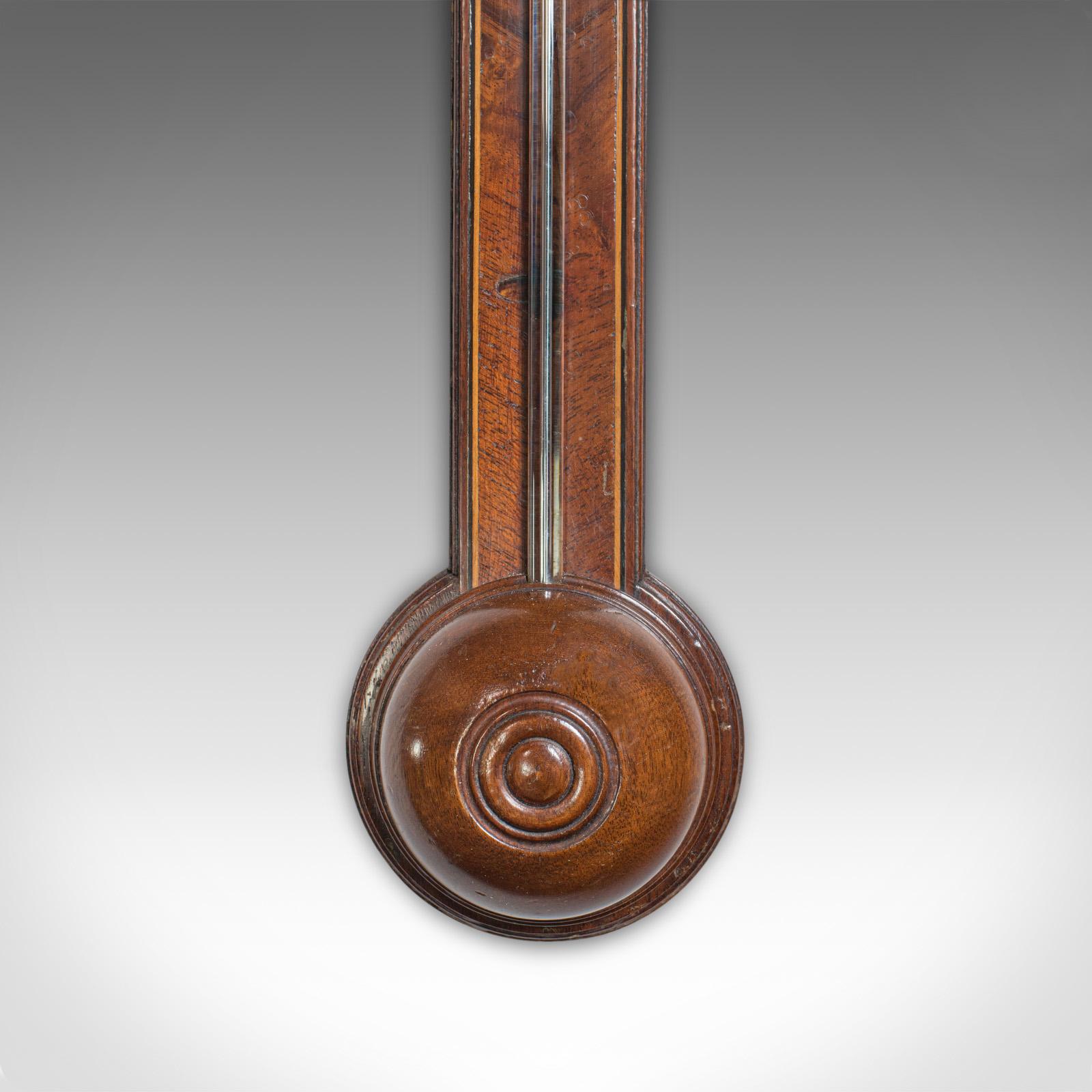 20th Century Antique Comitti Stick Barometer, English, Rosewood, Mahogany, Feather, Fan