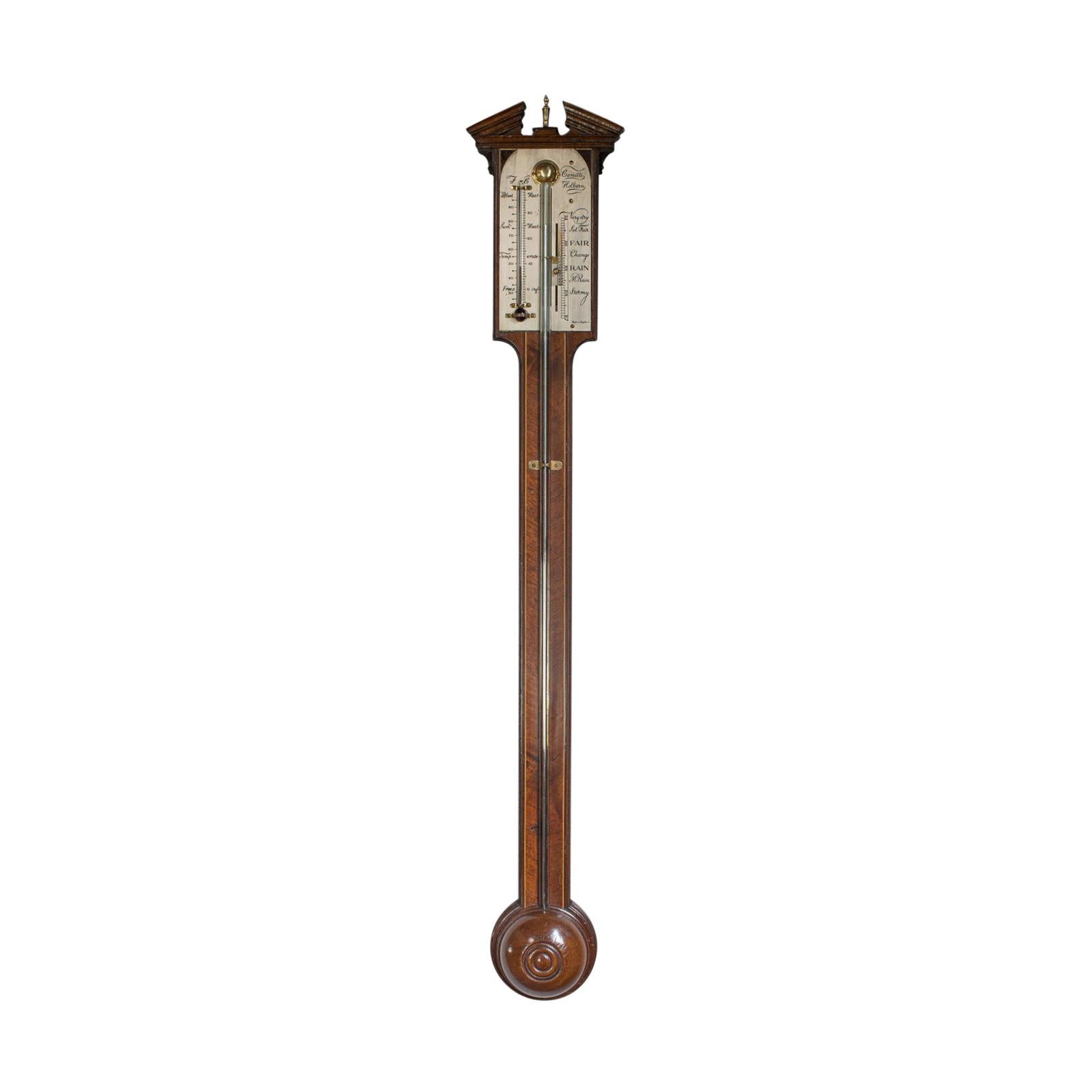 Antique Comitti Stick Barometer, English, Rosewood, Mahogany, Feather, Fan