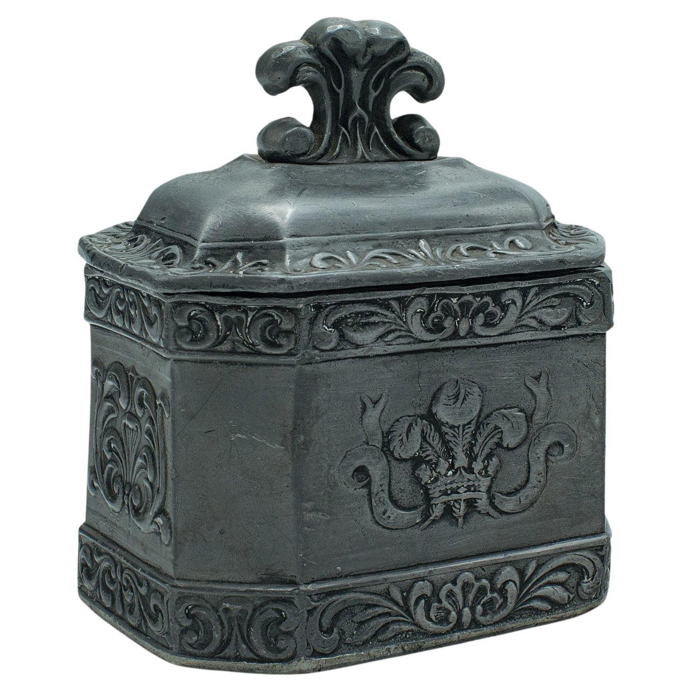 Antique Commemorative Tobacco Keeper, English, Lead, Decor, Snuff Box, Regency For Sale