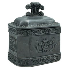 Antique Commemorative Tobacco Keeper, English, Lead, Decor, Snuff Box, Regency