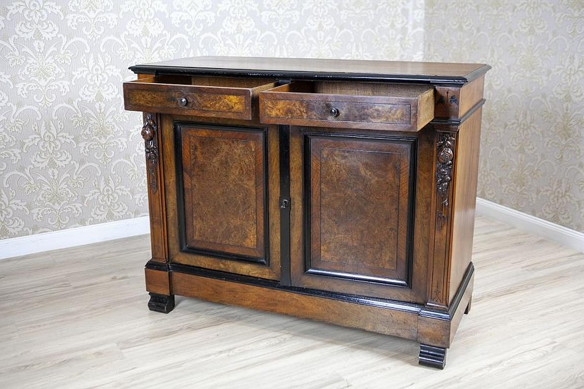European Antique Commode from the Late 19th Century Veneered with Walnut For Sale