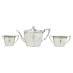 Antique Community Silver Plated Art Deco Birds of Paradise Tea Service Set 3 Pcs