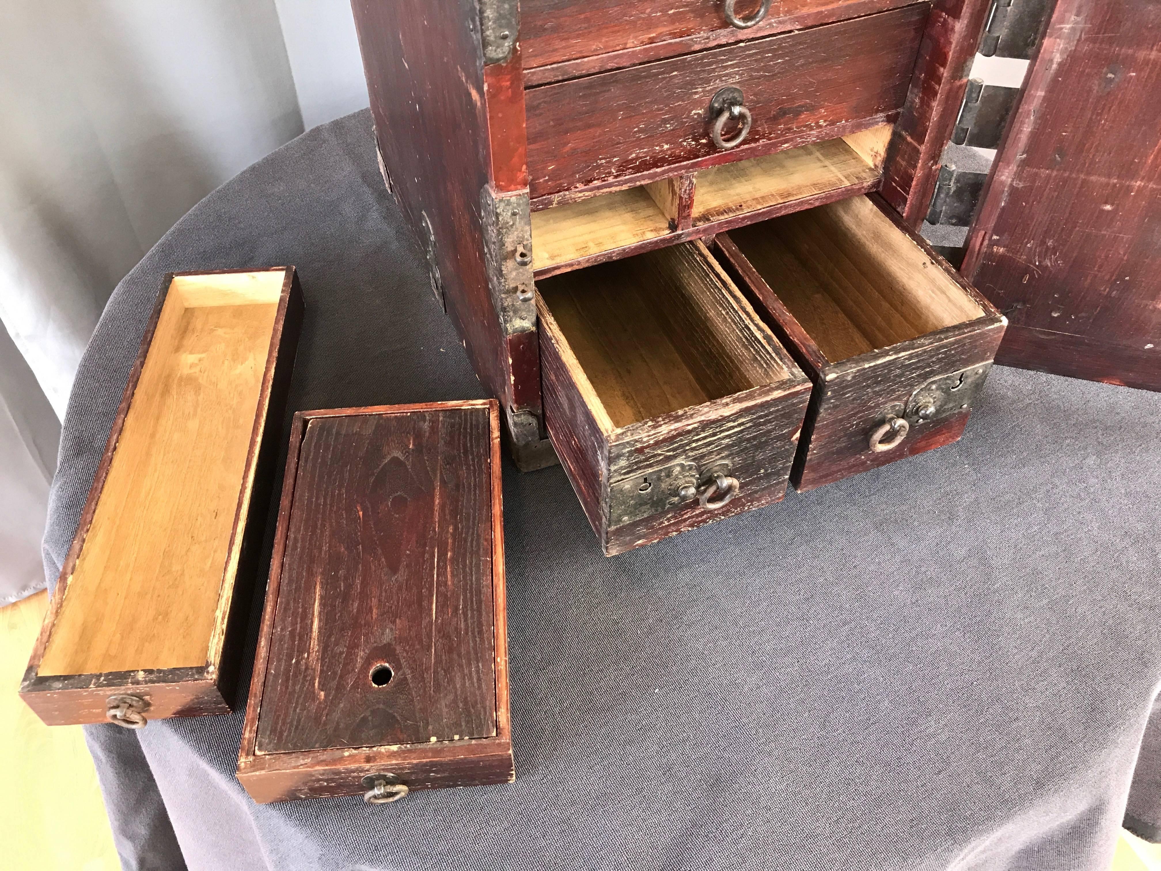 Antique Compact Chinese Seaman’s Chest with Locks and Key 7