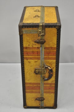 Antique Compact Wardrobe Steamer Trunk Travel Hard Luggage Suitcase Chest