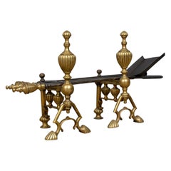 Antique Companion Set of Fire Irons on Rests, Classical Revival, circa 1880