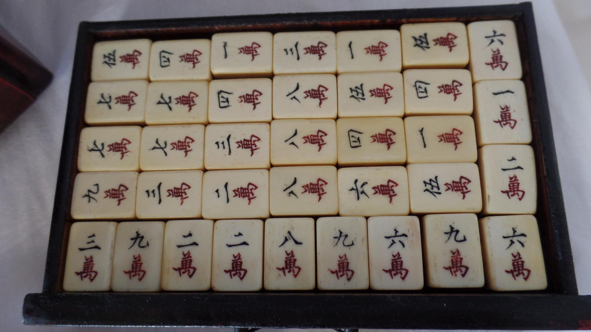Antique Complete Guanyin Goddess box Mahjong set Gorgeous 2