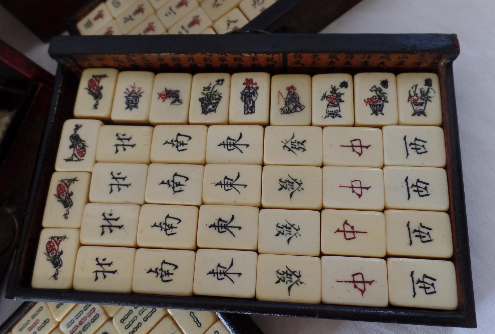 Antique Complete Guanyin Goddess box Mahjong set Gorgeous  3