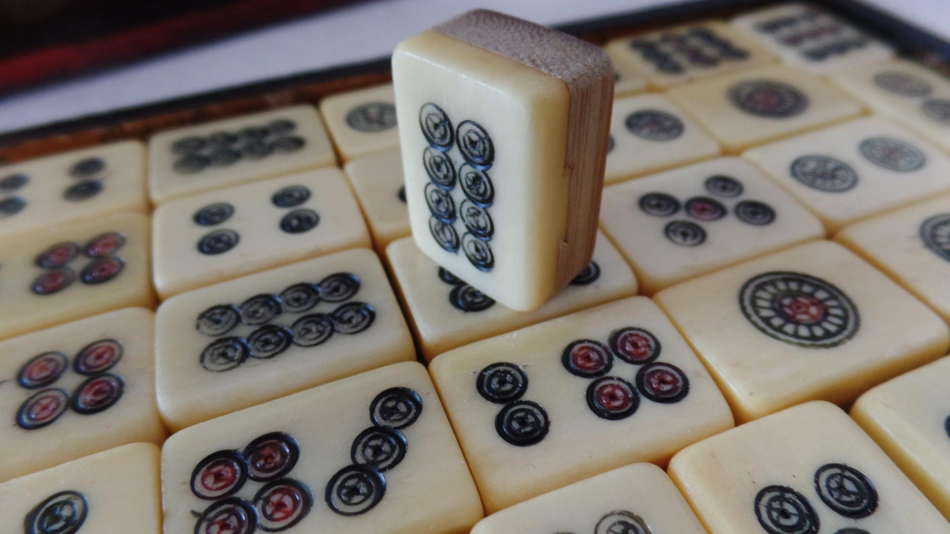 Antique Complete Guanyin Goddess box Mahjong set Gorgeous  6