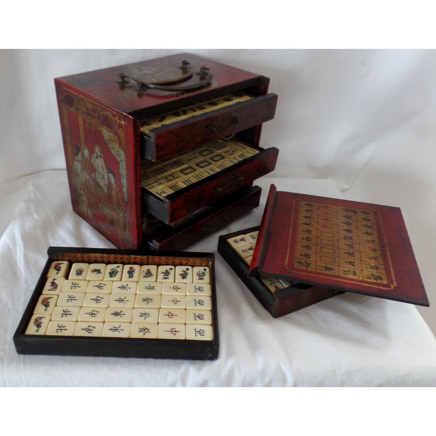 Vintage genuine beautiful antique complete set with all tiles.

Excellent condition. Box includes intricate designs including Goddess Guanyin (觀音), a beloved deity who is an all-seeing, all-hearing immortal being and the Goddess of Mercy.

Following